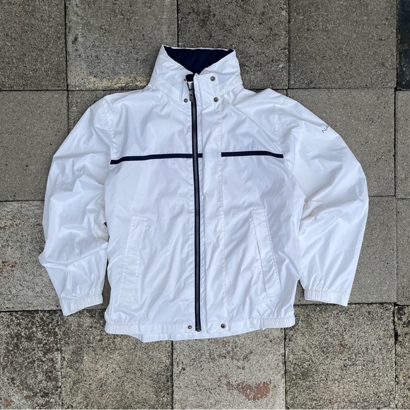 Nautica Other - Vintage Náutica White Cream Windbreaker Jacket Adjustable Hood Size Large